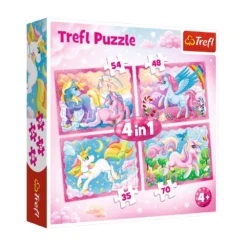 Trefl Wereld Van Eenhoorns 4-in-1 Puzzelset - 35 + 48 + 54 + 70 Stukjes