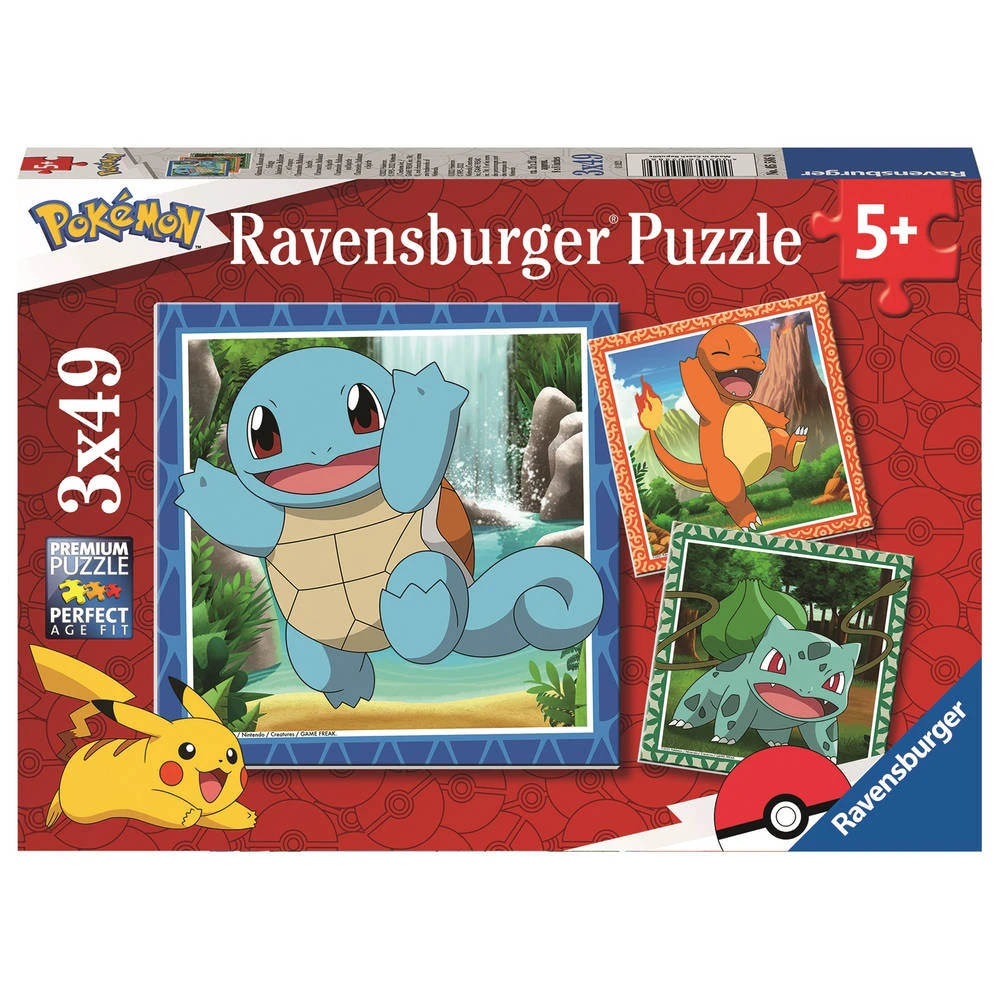 Ravensburger Puzzelset Pokémon - 3 X 49 Stukjes 1 Ravensburger Puzzelset Pokémon - 3 X 49 Stukjes