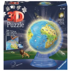 Ravensburger 3D Puzzel XXL Kinderglobe (Engels) Night Edition - 180 Stukjes