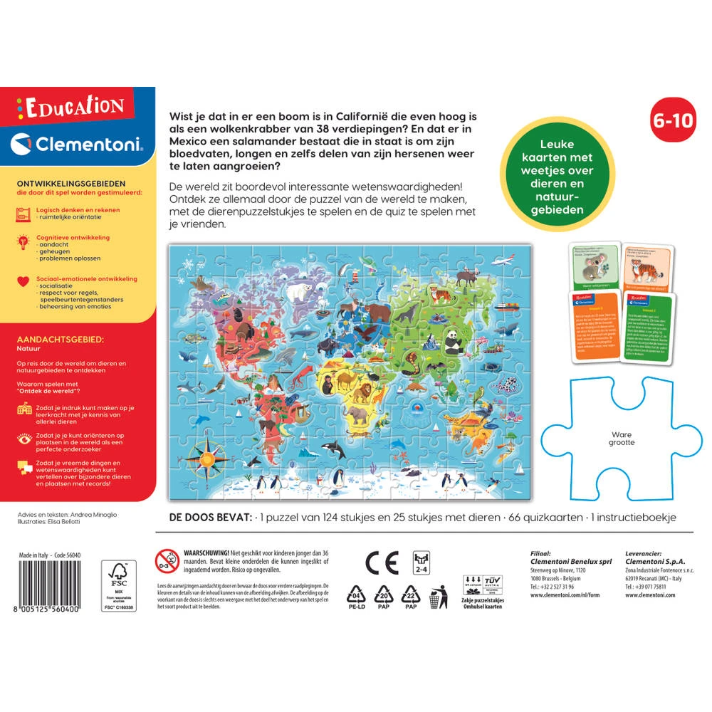 Clementoni Ontdek De Wereld Legpuzzel - 124 Stukjes 4 Clementoni Ontdek De Wereld Legpuzzel - 124 Stukjes - Afbeelding 4