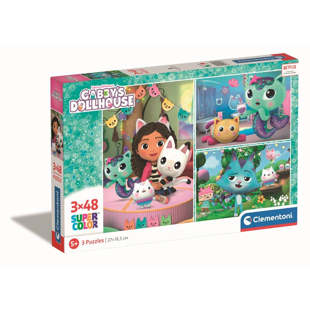 Clementoni Gabby’s Poppenhuis Super Color Puzzelset Feest - 3 X 48 Stukjes 1 Clementoni Gabby’s Poppenhuis Super Color Puzzelset Feest - 3 X 48 Stukjes